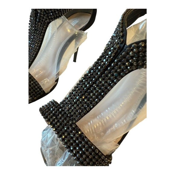 Glint Neiman Marcus Black Rhinestone Back Zipper 4” Heels Size 8.5 Occasion heel - Picture 3 of 10